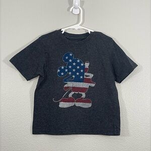 Disney Shirt Mickey Mouse Stars and Stripes T-Shirt Short Sleeves Dark Gray 5T